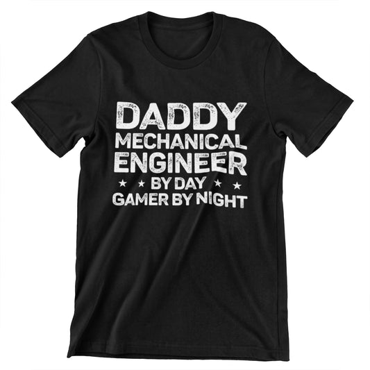 Daddy Mechanical Engineer By Day, Gamer By Night T-Shirt – Perfect for Dads and Engineers