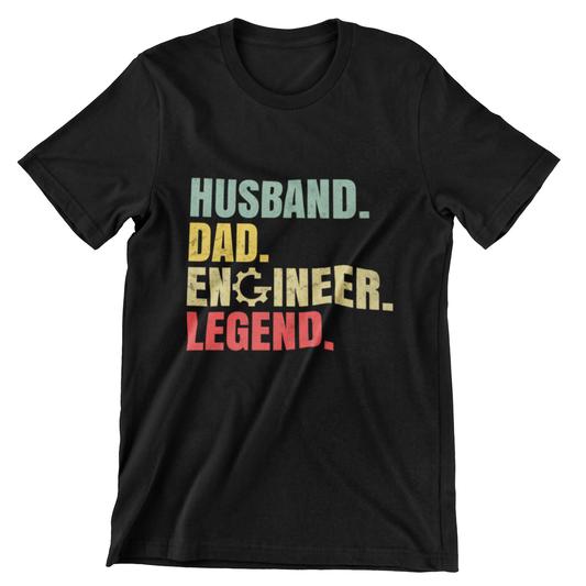 Husband Dad Engineer Legend T-Shirt - Motivational & Funny Tee Design