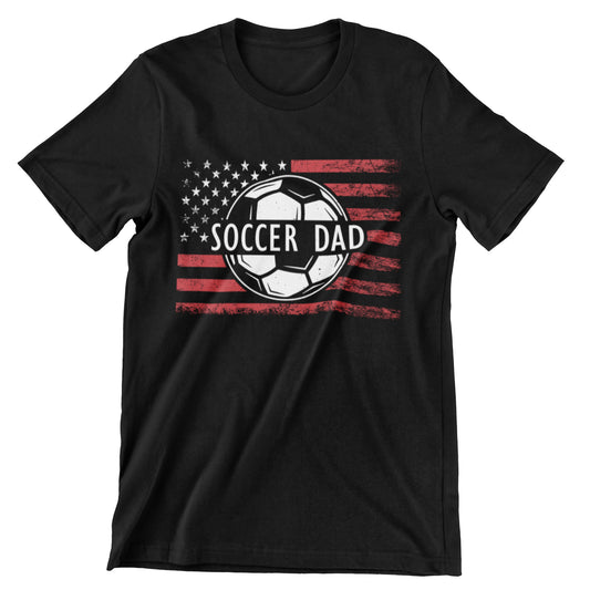 Soccer Dad T-Shirt - American Flag and Soccer Ball Design