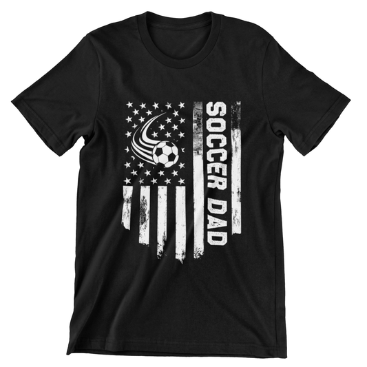 Soccer Dad Graphic Tee – American Flag and Soccer Ball Design