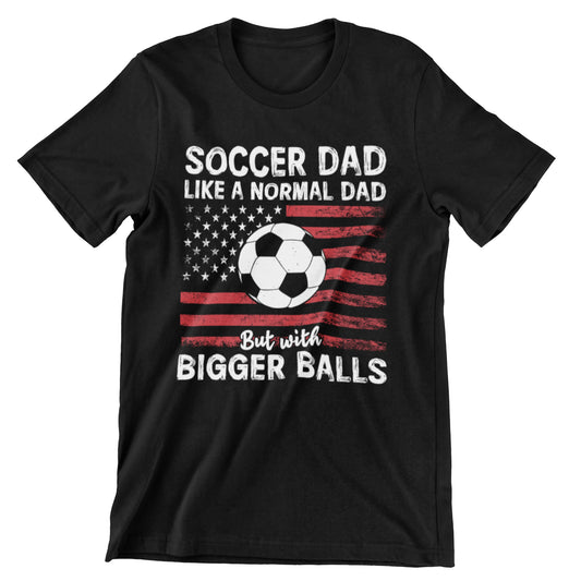 Soccer Dad shirt with soccer ball and American flag graphic – perfect for soccer dads with humor