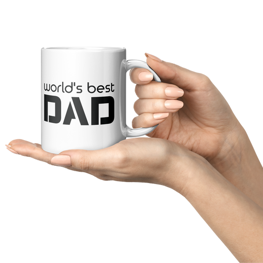 World's Best Dad Mug - 11oz White Ceramic Coffee Cup Gift for Father's Day, Birthday, or Christmas