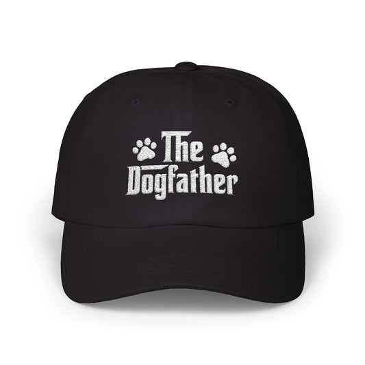 cap embroidered with "The Dogfather" and paw prints – perfect funny gift for dog dads and pet lovers