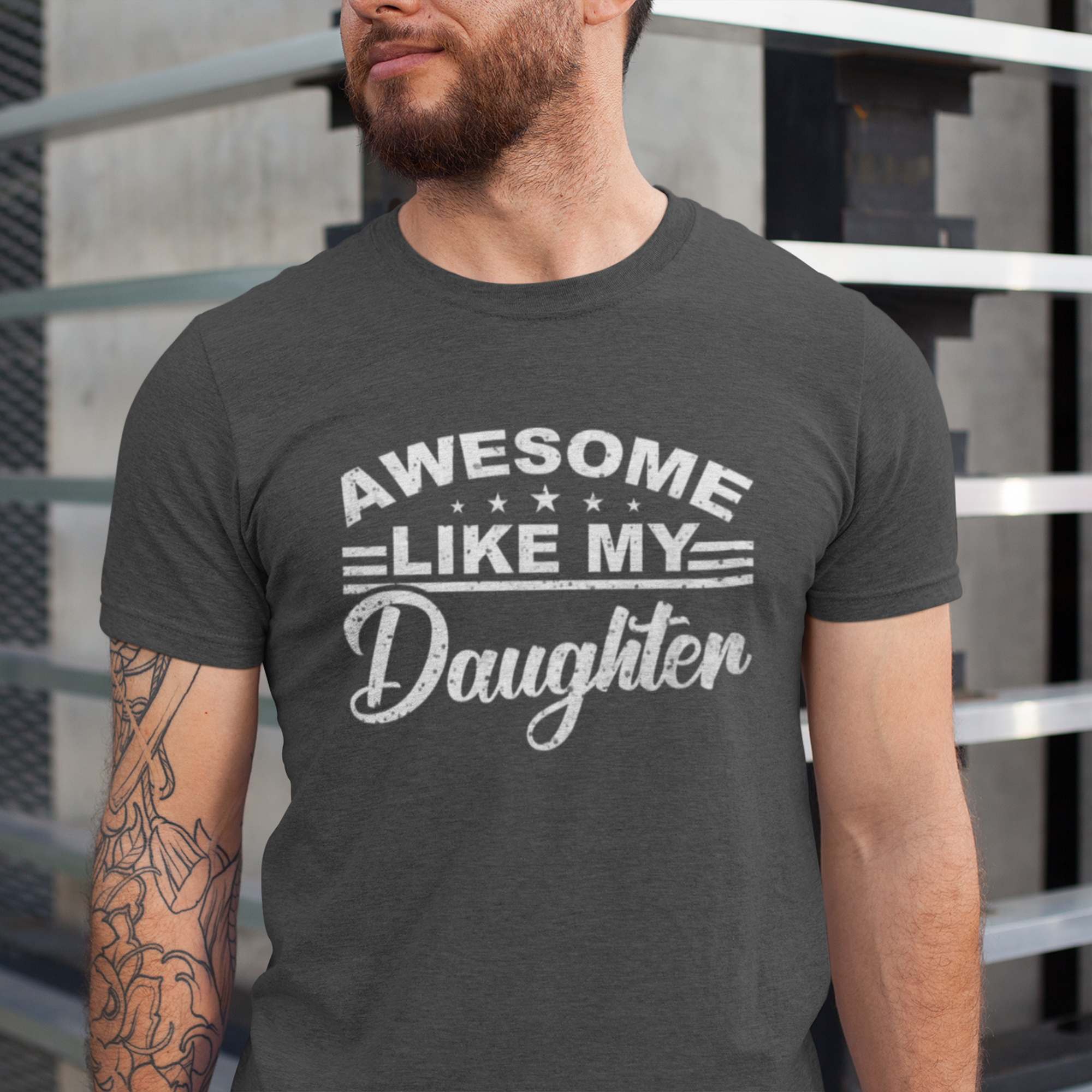 Awesome Like My Daughter T-shirt design with bold text celebrating fathers and daughters.