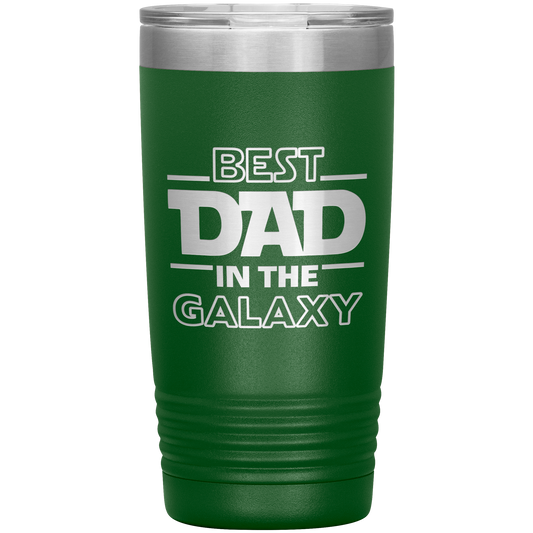 Best Dad in the Galaxy Tumbler – Funny Star-Themed Stainless Steel Mug for Father’s Day – 20oz Black Design