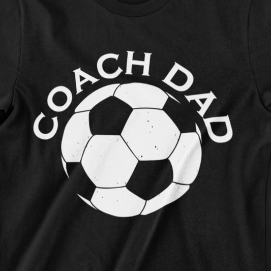 Coach Dad t-shirt with soccer ball graphic – perfect for soccer coaching dads