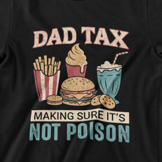 Dad Tax T-shirt – Retro Design with Fun Food Icons