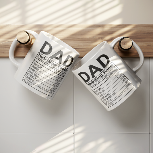 11oz White Ceramic Dad Nutrition Facts Mug – Funny Gift for Father’s Day, Birthday, or Christmas