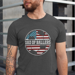 Dad of Ballers T-Shirt - Soccer Ball American Flag Design