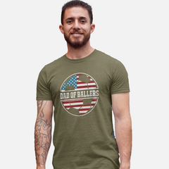 Dad of Ballers T-Shirt - Soccer Ball American Flag Design