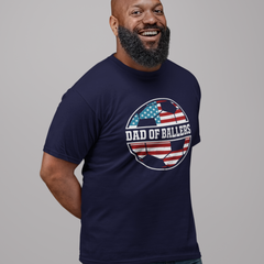 Dad of Ballers T-Shirt - Soccer Ball American Flag Design