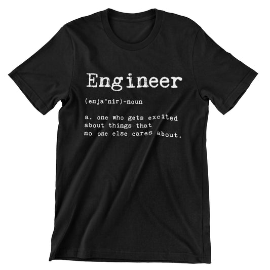 Engineer T-shirt with humorous definition "Engineer" featuring a fun and unique design perfect for engineers and tech enthusiasts.
