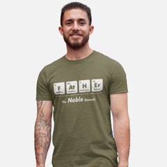 Father The Noble Element T-Shirt with periodic table chemistry design spelling FATHER