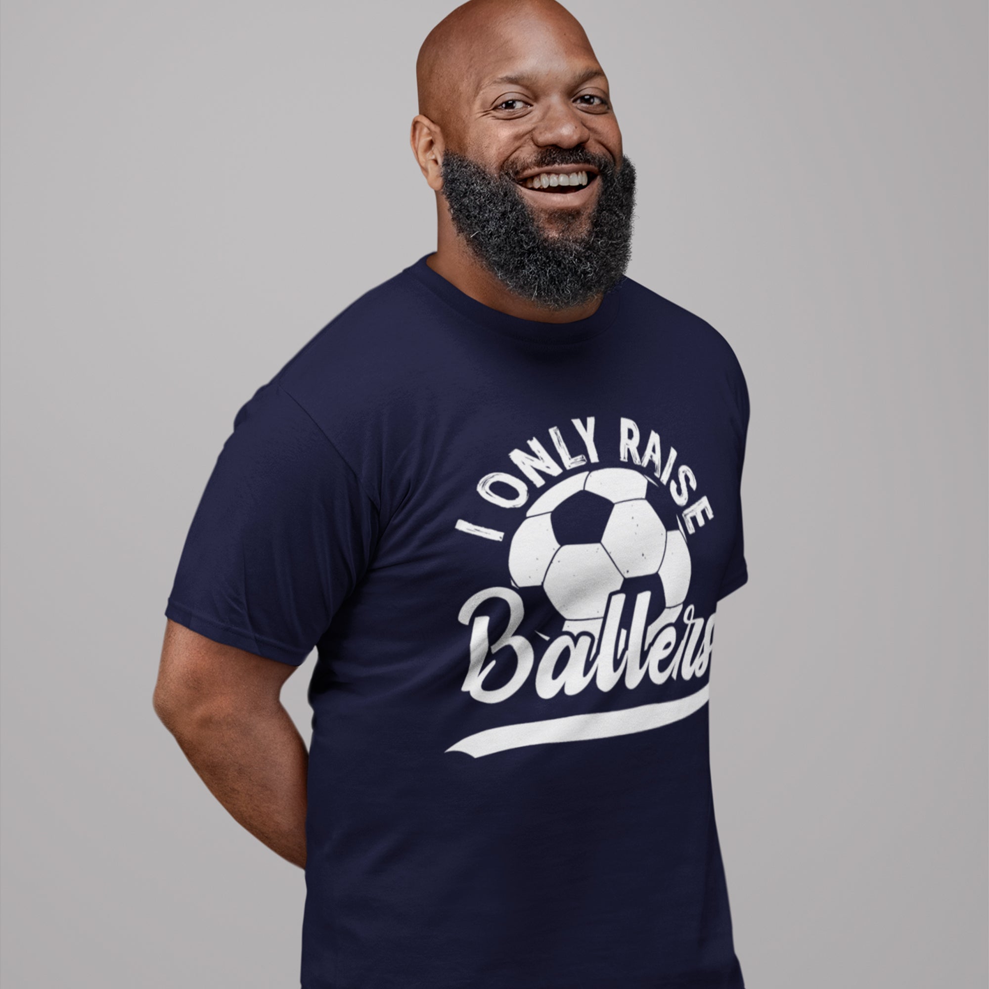 I Only Raise Ballers soccer parent t-shirt with soccer ball graphic – perfect for athletic moms and dads