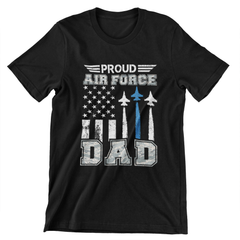 Proud Air Force Dad T-Shirt – Fighter Jets and American Flag Design