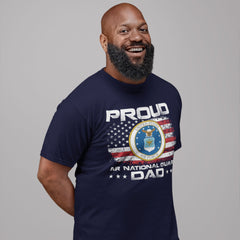 Proud Air National Guard Dad T-shirt with Air Force seal and American flag design