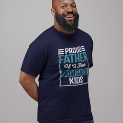 ‘Proud Father of a Few Dumbass Kids’ in white and teal distressed style