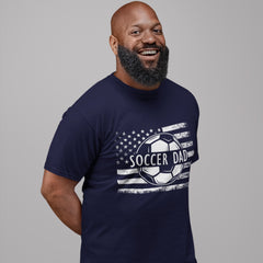 Soccer Dad T-Shirt - USA Flag and Soccer Ball Design