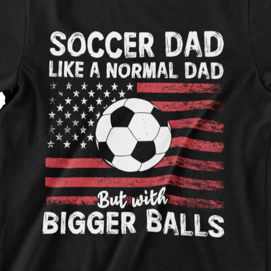 Soccer Dad shirt with soccer ball and American flag graphic – perfect for soccer dads with humor