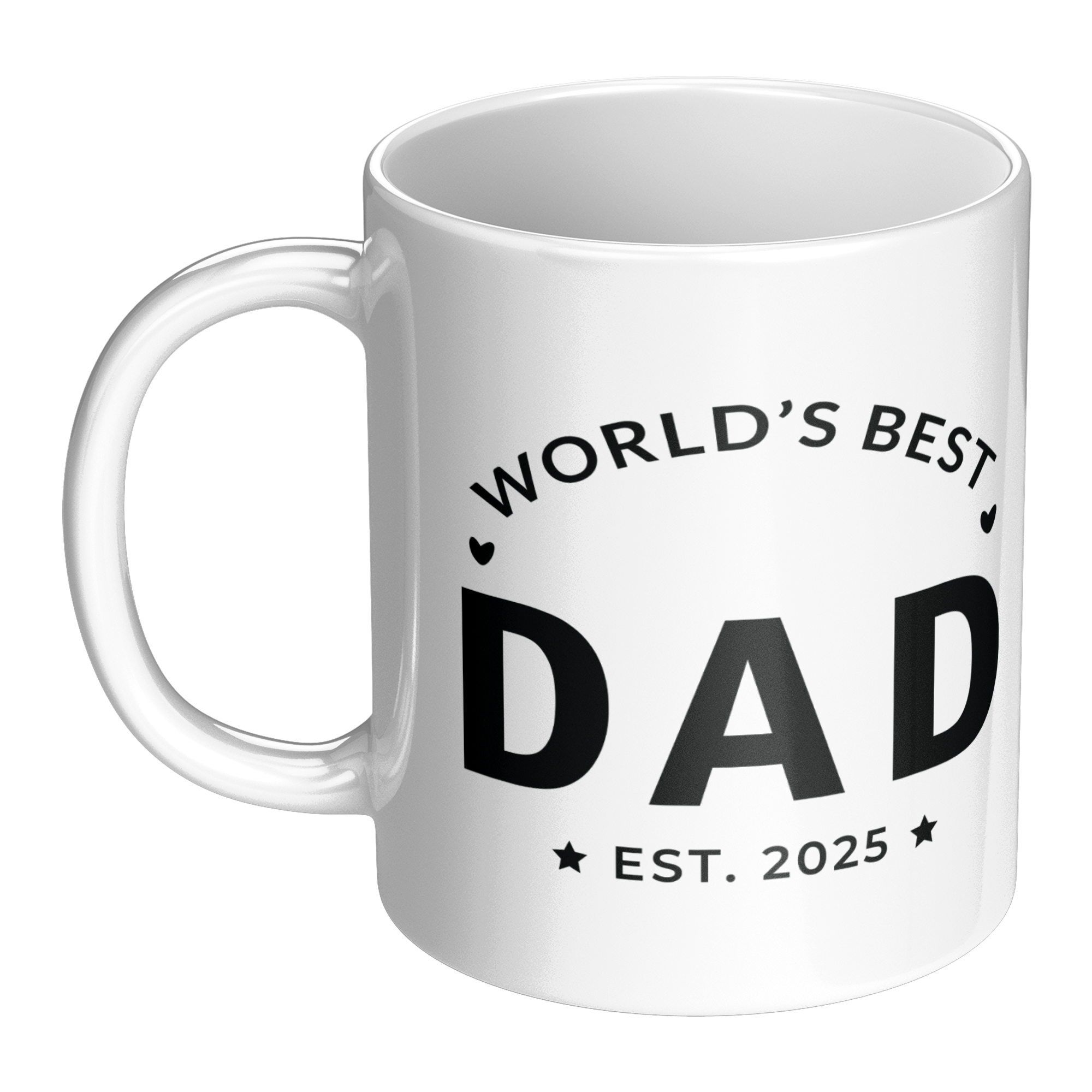 World's Best Dad Est. 2025 Mug - New Dad 11oz White Ceramic Coffee Cup Gift for Father's Day or Baby Shower