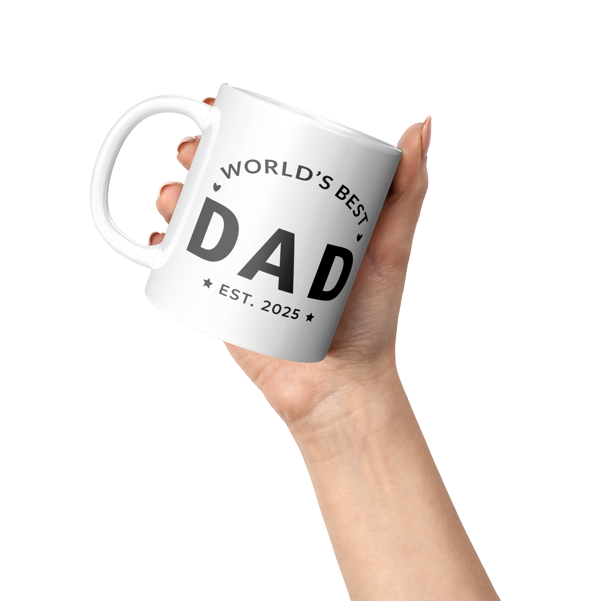 World's Best Dad Est. 2025 Mug - New Dad 11oz White Ceramic Coffee Cup Gift for Father's Day or Baby Shower