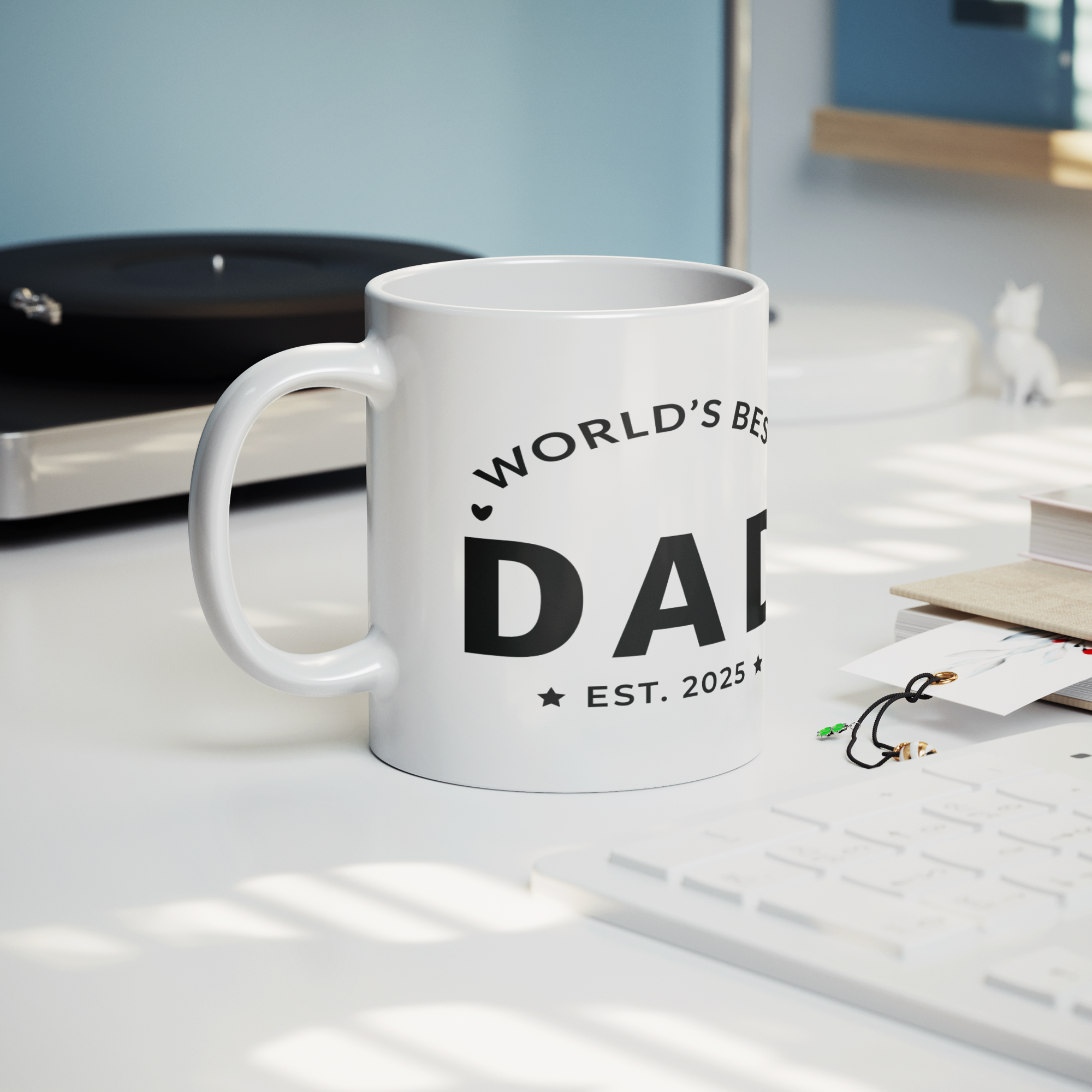 Worlds_Best_Dad_Est_2025_Mug_-_New_Dad_Lifestyle_Record_Player_Mockup.png
