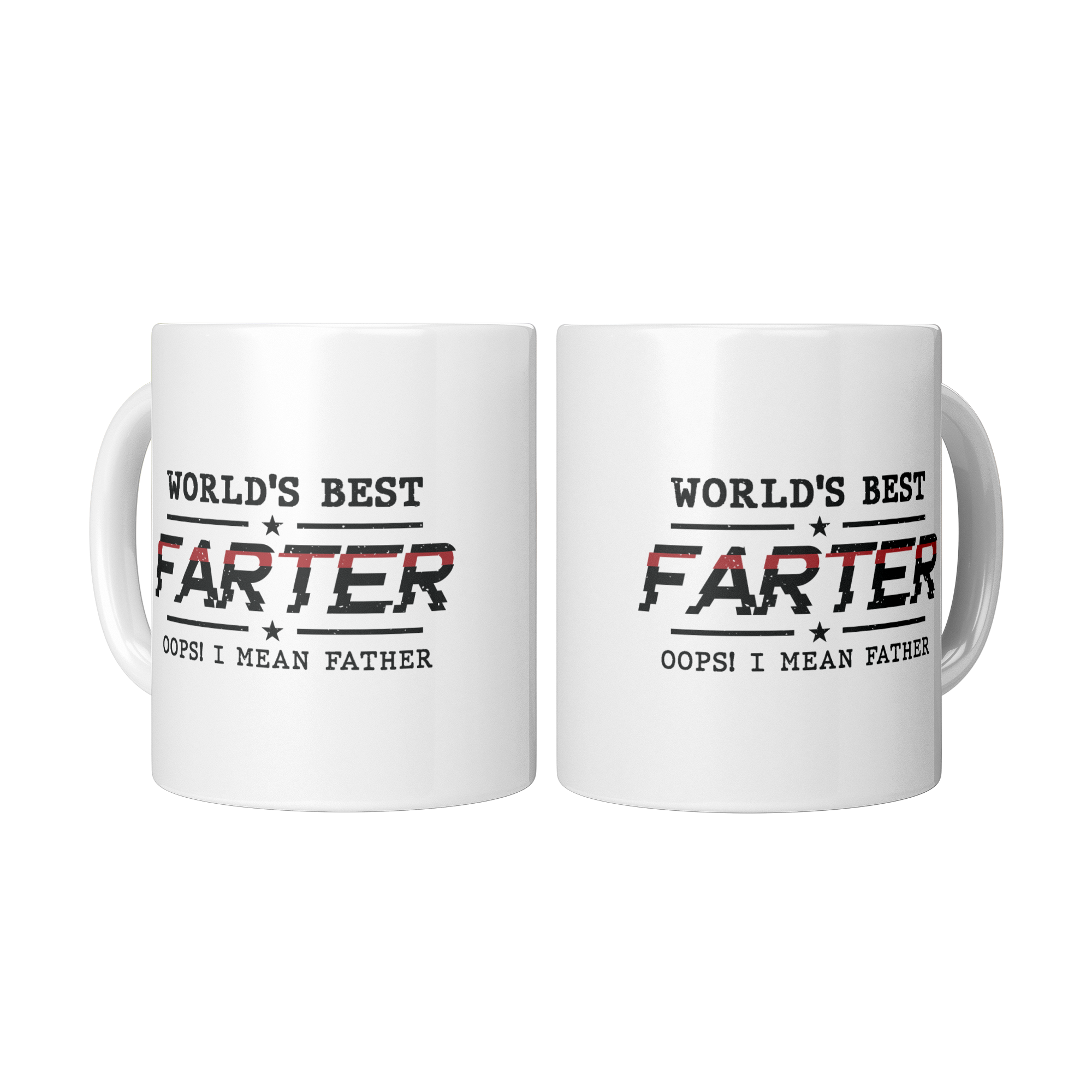 World's Best Farter Mug - Funny Oops I Mean Father - 11oz White Ceramic Coffee Cup Gift for Father's Day or Birthday