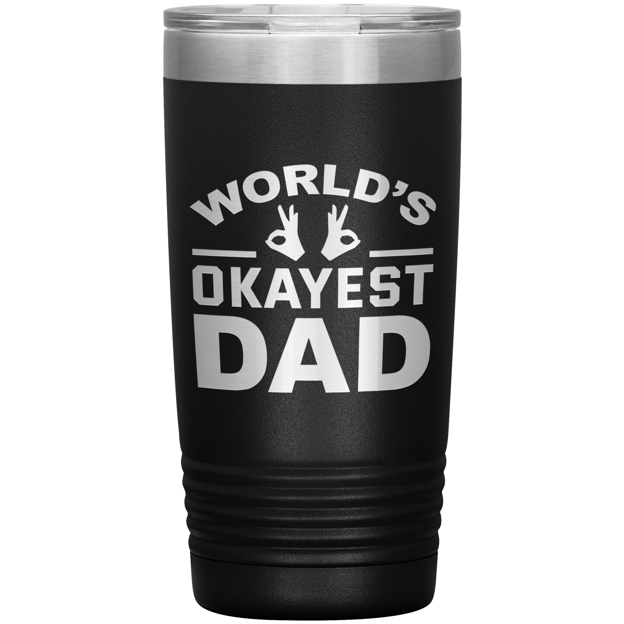 World’s Okayest Dad Tumbler – Funny 20oz Stainless Steel Coffee Mug