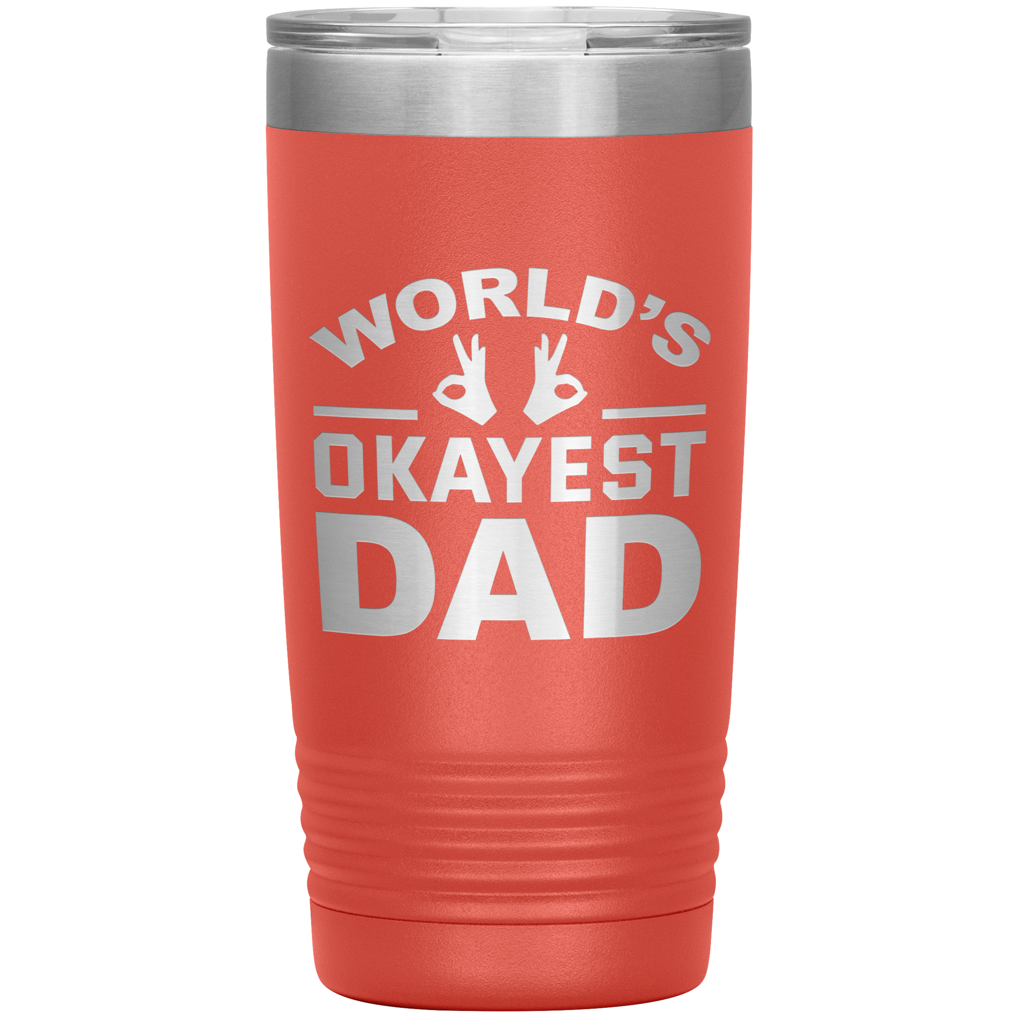 World’s Okayest Dad Tumbler – Funny 20oz Stainless Steel Coffee Mug