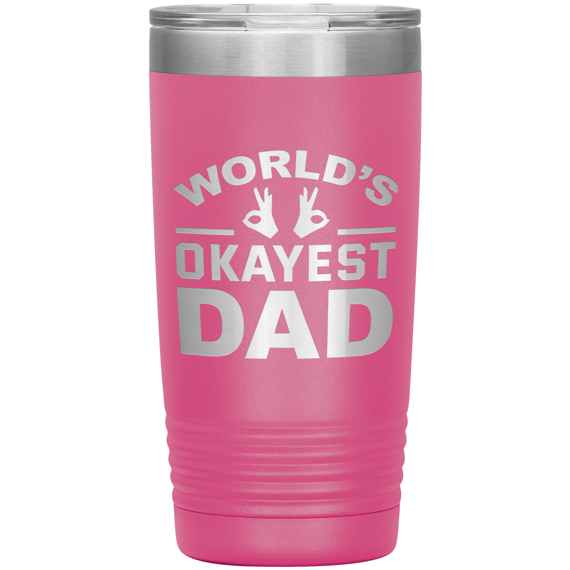 World’s Okayest Dad Tumbler – Funny 20oz Stainless Steel Coffee Mug