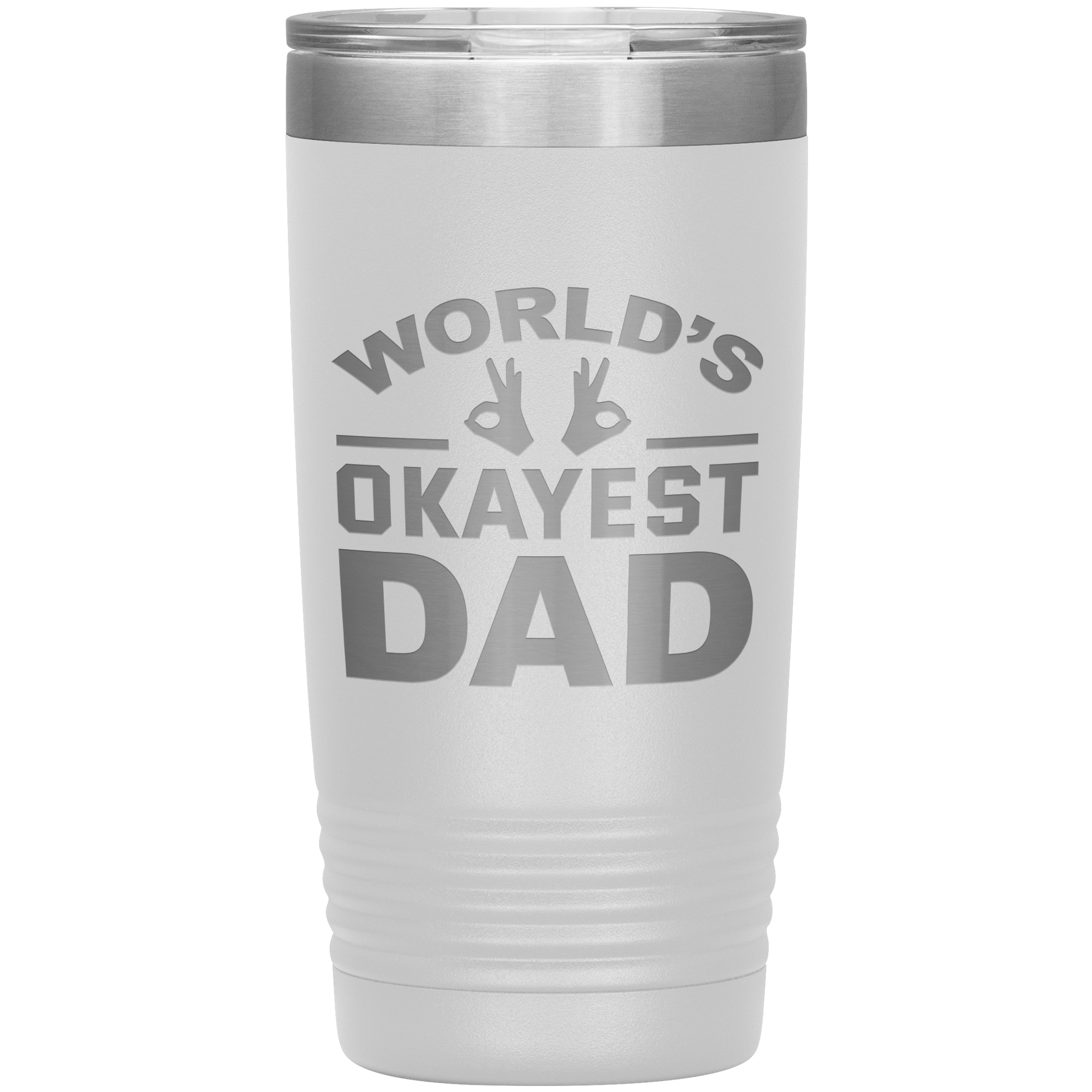 World’s Okayest Dad Tumbler – Funny 20oz Stainless Steel Coffee Mug