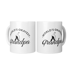 Funny 11oz White Mug with “World’s Okayest Grandpa” Design and Walking Grandpa mug